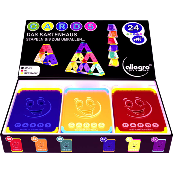 Cards transparent - Set mit 24 Karten (6 Farben)
